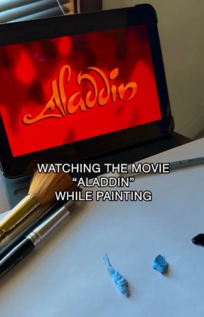 Lauryn Squyres paints Endless Diamond Sky while watching the Disney movie Aladdin - on Instagram