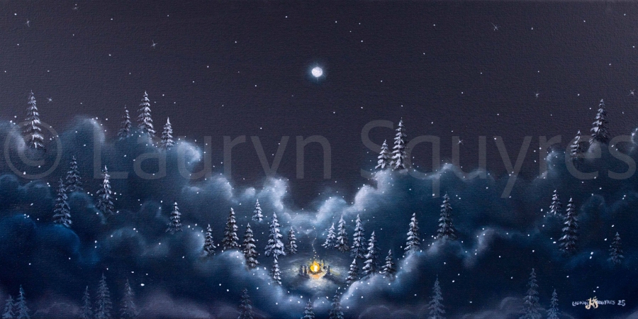 Campfire oil-on-canvas by Lauryn Squyres