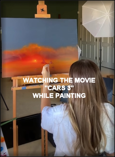 Watching the Movie Cars 3 while Painting - Instagram reel