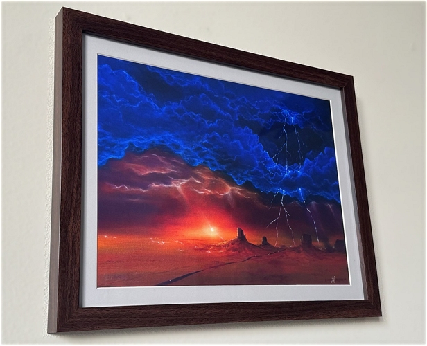 framed, matted print of the original oil-on-canvas by Lauryn Squyres titled Forecast: 95 and a Chance of Storm.