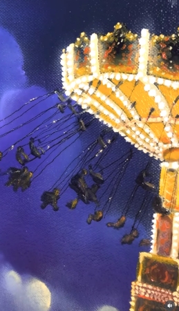 Lauryn Squyres painting Moonlight Swing reveal - on Instagram