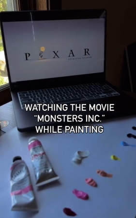 Painting Moonlight Swing while watching Monsters Inc. - Instagram reel