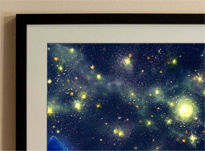 framed, matted print of the original oil-on-canvas by Lauryn Squyres titled Out There Where They Glow.