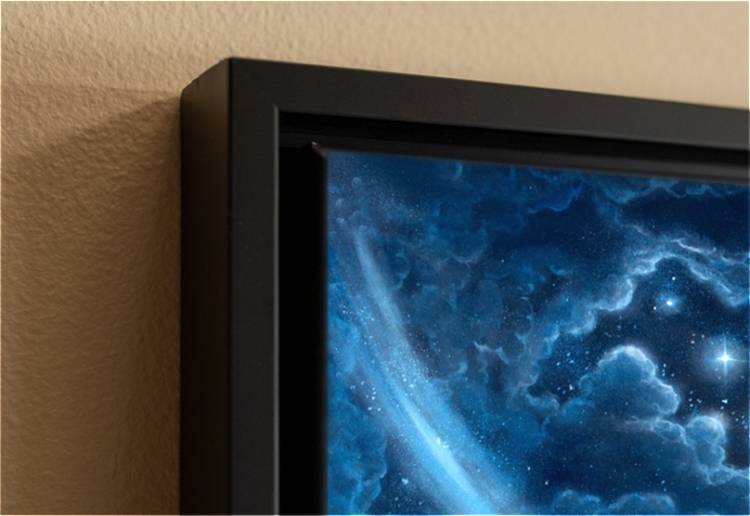 Float-framed Giclee-on-canvas of the original oil-on-canvas by Lauryn Squyres titled See You in the Movies.