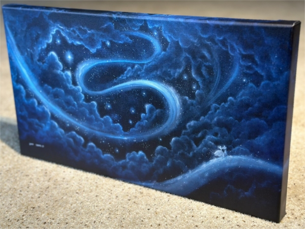 mini canvas gallery wrap of the original oil-on-canvas by Lauryn Squyres titled See You in the Movies, inspired by the movie La La Land