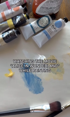Painting Stay Awhile while watching Alice in Wonderland - Instagram reel